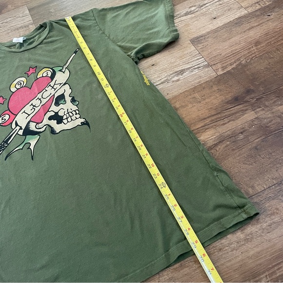 Ed Hardy green skull tattoo Y2K T-shirt XXL - Picture 6 of 6